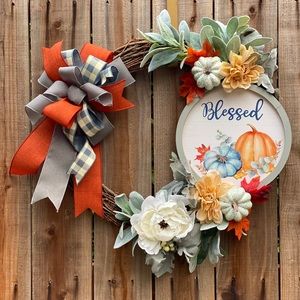 Handmade blessed fall wreath